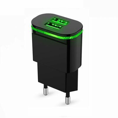 Cargador USB 2,1A 2USB Negro sin cable