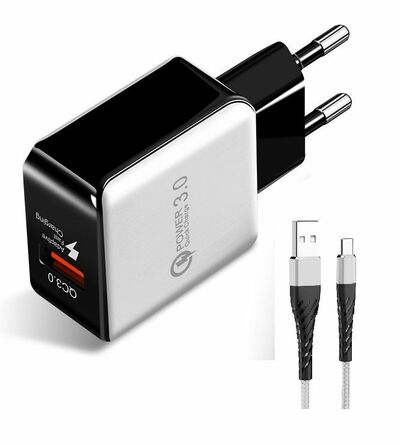 Cargador USB 3,1A 1USB Blanco con cable USB tipo C