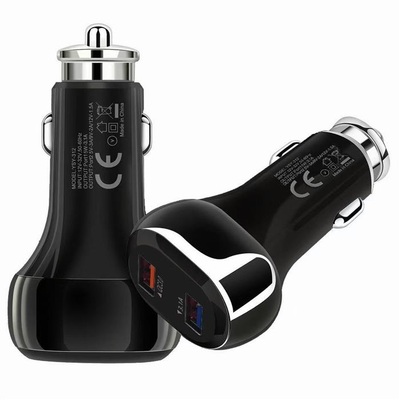 Cargador Coche USB 3.0 + USB 3.1a 18w Negro sin cable