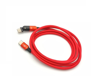 Cable USB-C macho-macho 1.2m con cabeza rotatoria y led dark grey