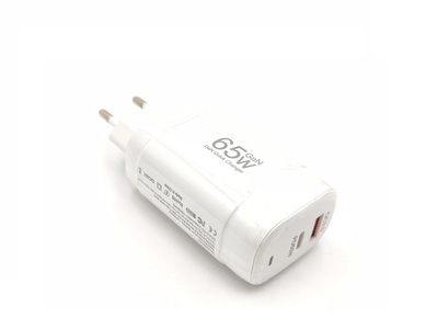 Cargador compatible USB-C 65w GAN USB-C PD + USB Q.C. 3.0 Blanco
