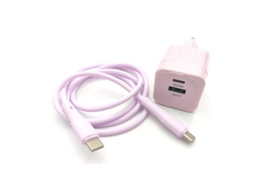 Cargador 25w USB C PD+Cable 1m 65W silicona Rosa
