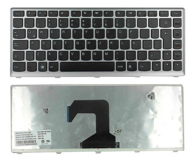 Teclado Lenovo ideapad U410 negro con marco plateado
