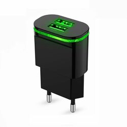 Cargador USB 2,1A 2USB Negro sin cable