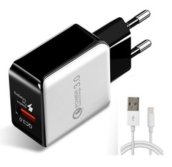 Cargador USB 3,1A 1USB Blanco con cable Lightning 3A (carga rápida)
