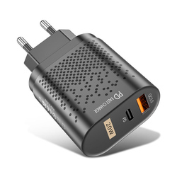 Cargador USB-C Power Delivery + USB 3.0 20w negro sin cable
