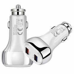 Cargador Coche USB 3.0 + USB 3.1a 18w Blanco sin cable