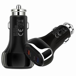 Cargador Coche USB 3.0 + USB 3.1a 18w Negro sin cable