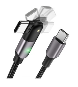 Cable USB-C macho-macho 2m con cabeza rotatoria y led dark grey