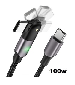 Cable USB tipo C 1.2m con cabeza rotatoria y led 100w