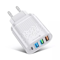 Cargador Móvil USB-C PD 12w+3 USB 2.4a 48W Blanco