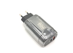 Cargador compatible USB-C 65w GAN USB-C PD + USB Q.C. 3.0 Negro