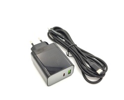 Cargador USB-C 65w GAN USB-C PD + USB QC30 + cable 2M PDP69