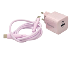 Cargador 25w USB C PD+Cable 1m 65W silicona Rosa